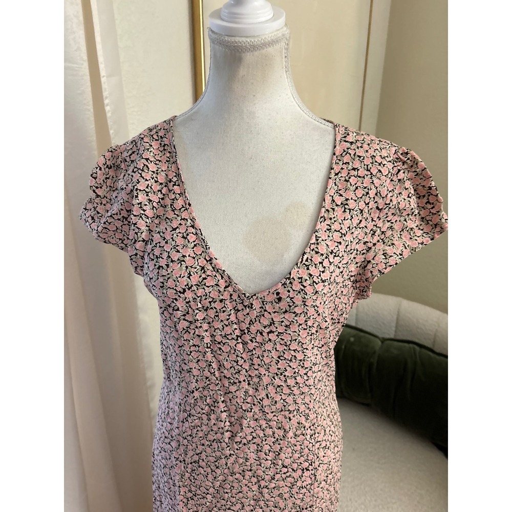 For Love & Lemons Hailey Pink Floral Print Maxi Dress Size Small Slits - Picture 3 of 8